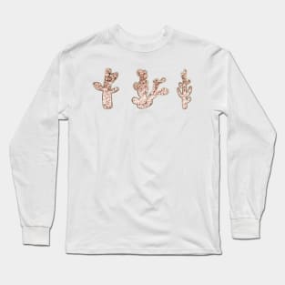 Cactus rose gold glitter Long Sleeve T-Shirt